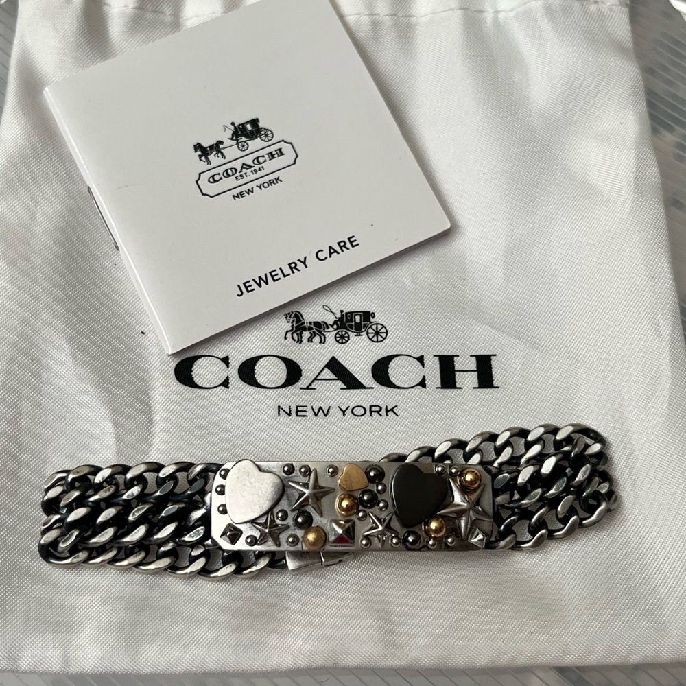 Coach Silver and Gold Heart Bracelet